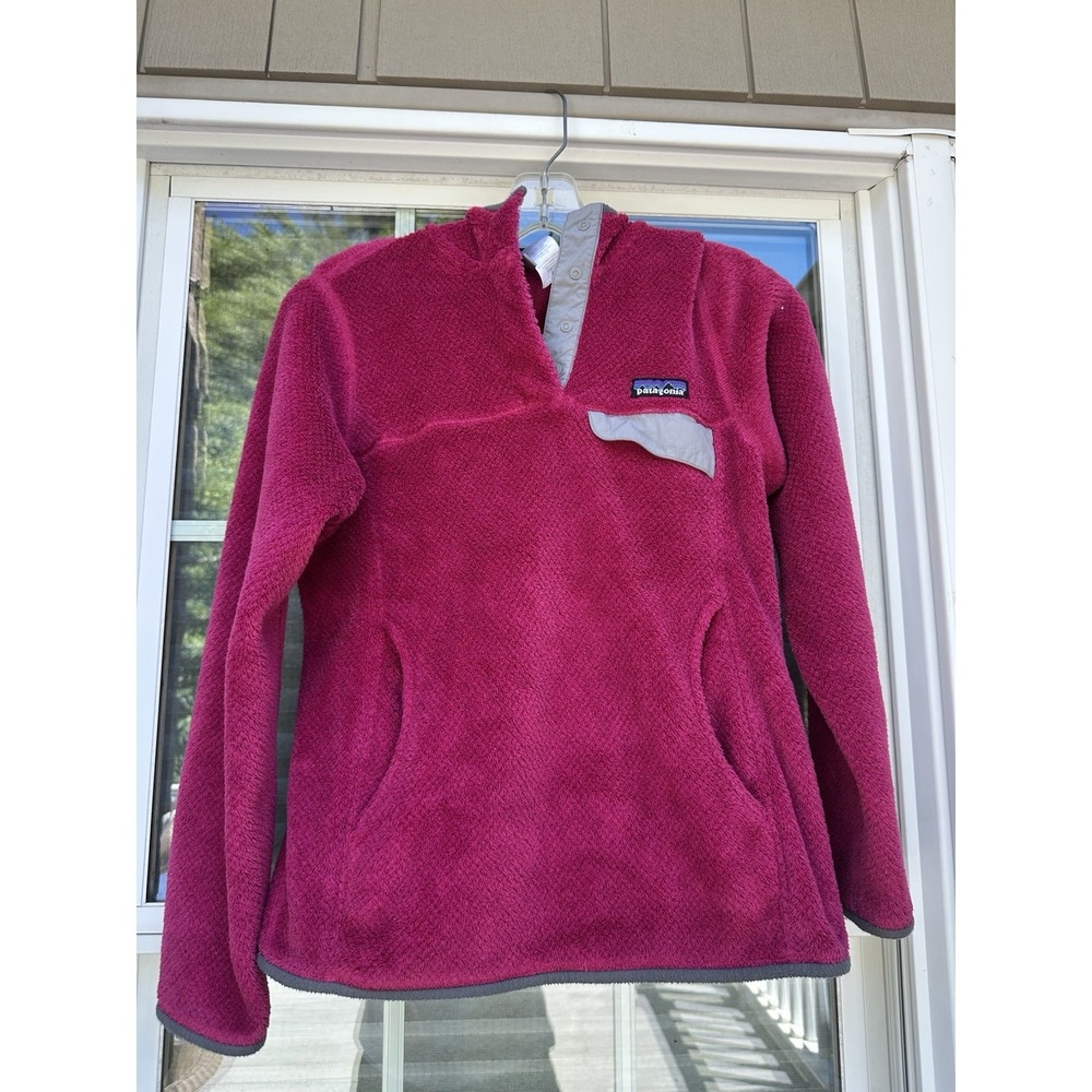 PATAGONIA Long Sleeve Re TOOL Fleece Hooded Sweatshirt Jacket Pink coat Small